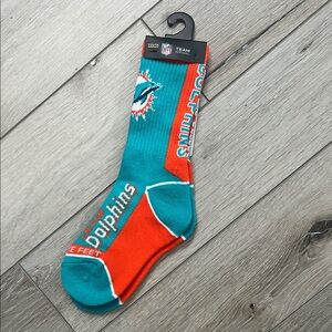 NFL Dolphins Teal and Orange Athletic Socks (Youth)